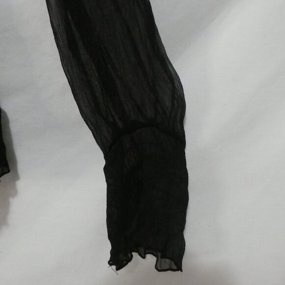 CHARLOTTE RUSSE | medium | Gothic Sheer Mesh Blouse | Ruffle V-Neck | Lace-Up - Picture 8 of 16